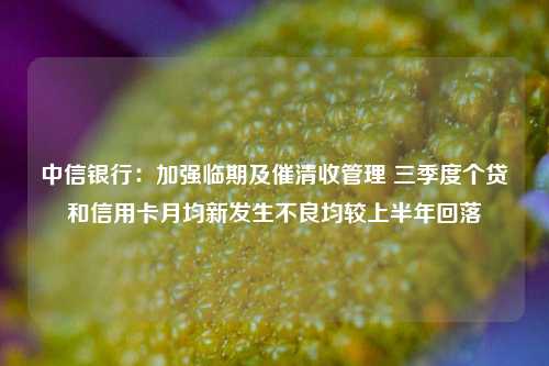 中信银行：加强临期及催清收管理 三季度个贷和信用卡月均新发生不良均较上半年回落