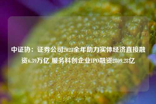 中证协：证券公司2023全年助力实体经济直接融资6.39万亿 服务科创企业IPO融资2809.28亿