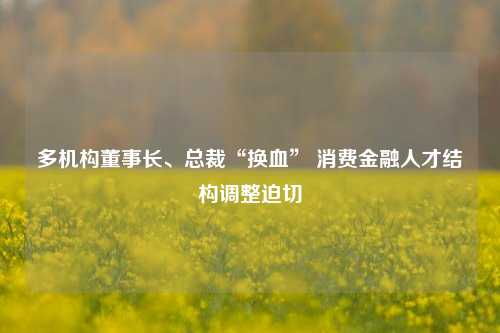 多机构董事长、总裁“换血” 消费金融人才结构调整迫切