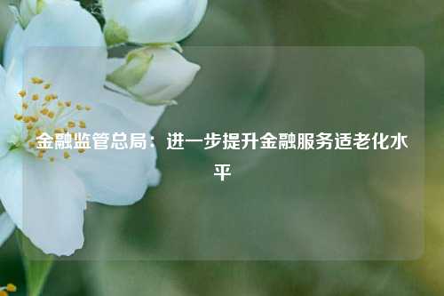 金融监管总局：进一步提升金融服务适老化水平