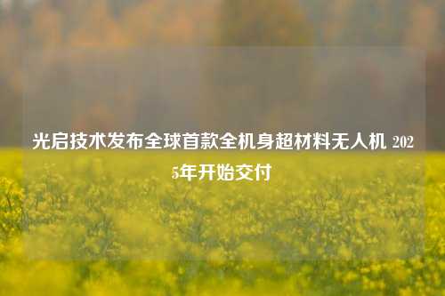 光启技术发布全球首款全机身超材料无人机 2025年开始交付