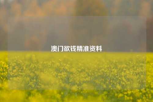 澳门欲钱精准资料