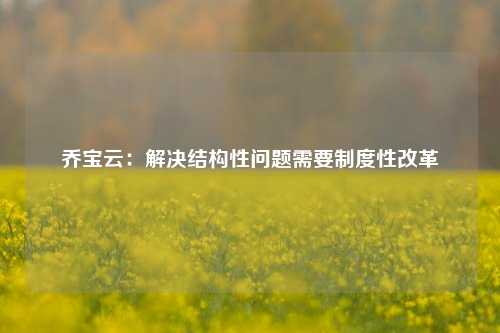 乔宝云：解决结构性问题需要制度性改革