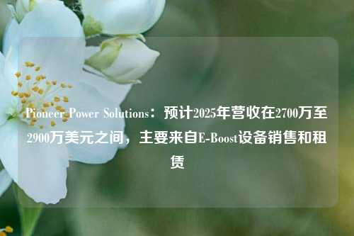 Pioneer Power Solutions：预计2025年营收在2700万至2900万美元之间，主要来自E-Boost设备销售和租赁