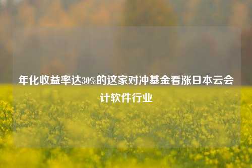 年化收益率达30%的这家对冲基金看涨日本云会计软件行业