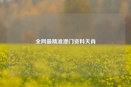 全网最精准澳门资料天肖