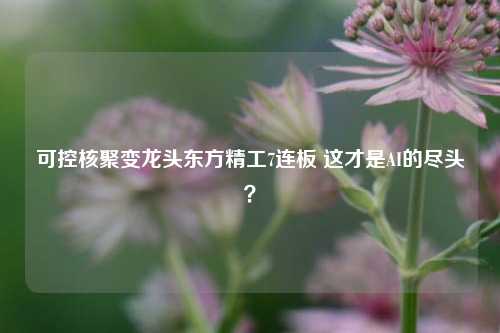 可控核聚变龙头东方精工7连板 这才是AI的尽头？