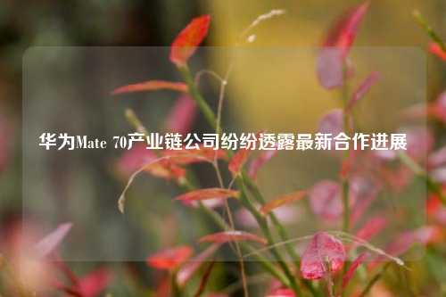 华为Mate 70产业链公司纷纷透露最新合作进展