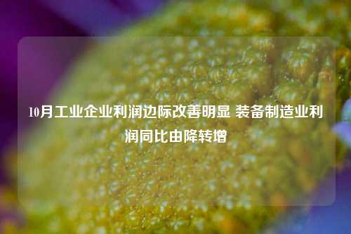 10月工业企业利润边际改善明显 装备制造业利润同比由降转增