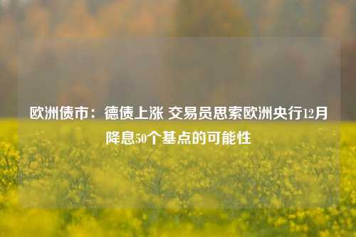 欧洲债市：德债上涨 交易员思索欧洲央行12月降息50个基点的可能性