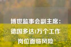 博世监事会副主席：德国多达1万个工作岗位面临风险