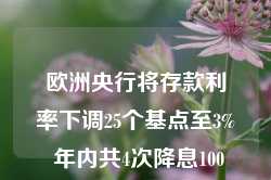 欧洲央行将存款利率下调25个基点至3% 年内共4次降息100个基点