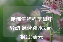 哈佛生物科学盘中异动 急速跳水5.30%报2.20美元