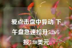 爱点击盘中异动 下午盘急速拉升5.26%报7.80美元