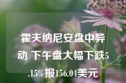 霍夫纳尼安盘中异动 下午盘大幅下跌5.15%报156.04美元