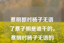 蔡明都对杨子无语了蔡子明是谁干的，蔡明对杨子无语的背后，谁在背后操纵蔡子明？