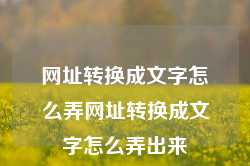 网址转换成文字怎么弄网址转换成文字怎么弄出来