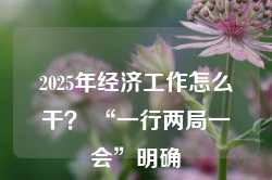 2025年经济工作怎么干？ “一行两局一会”明确