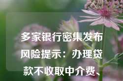 多家银行密集发布风险提示：办理贷款不收取中介费、手续费等费用